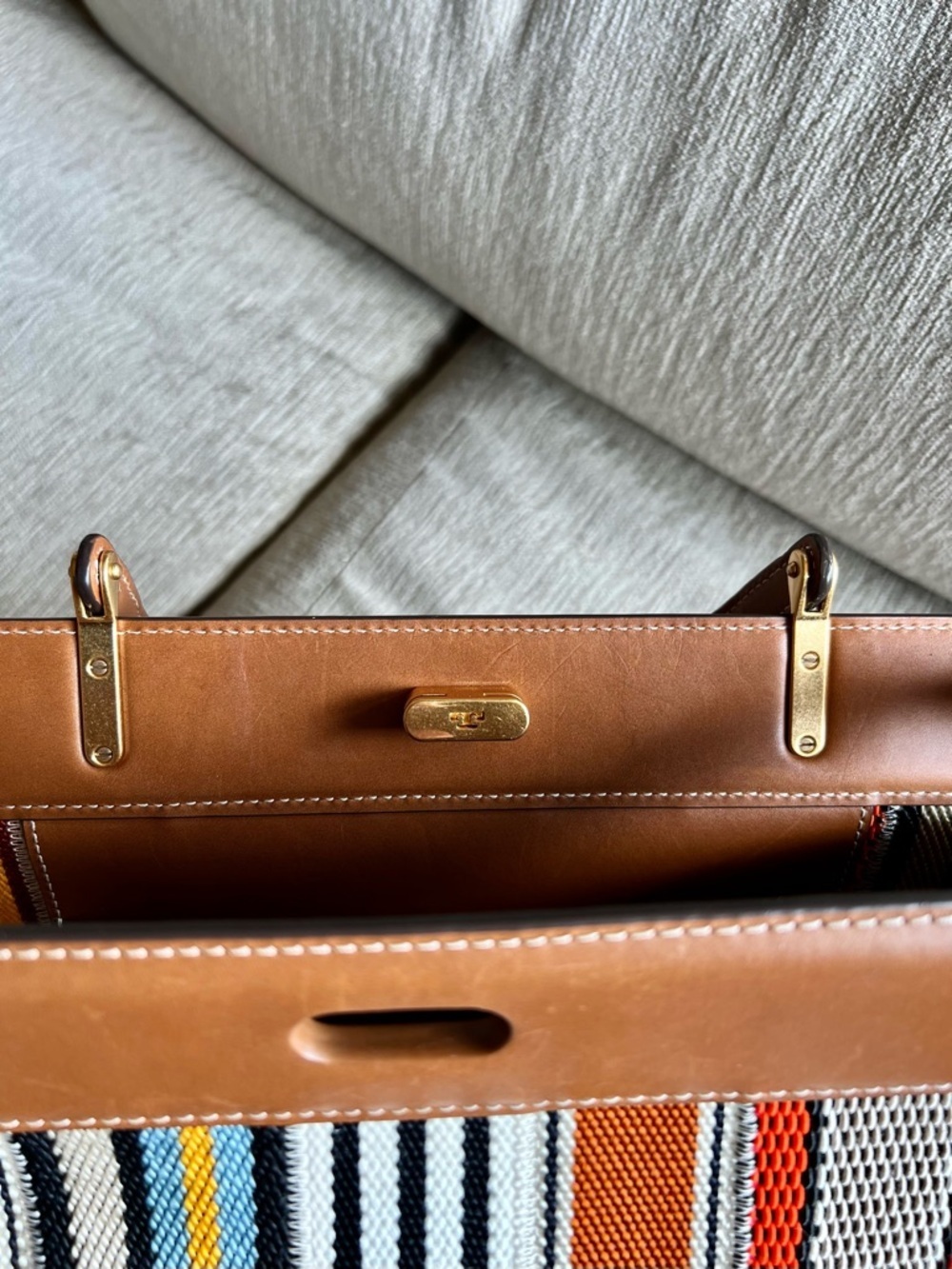 Tory Burch Lee Radziwill Patchwork Webbing & Leather Bag - Picture 7 of 7